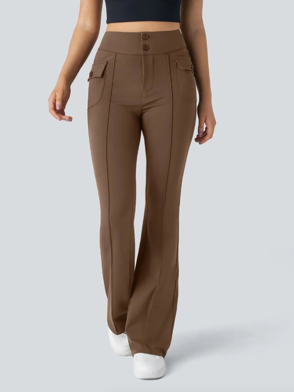 NWT Halara High Waisted Side Flap Pocket Flare Casual Cargo Pants sz XL Petite